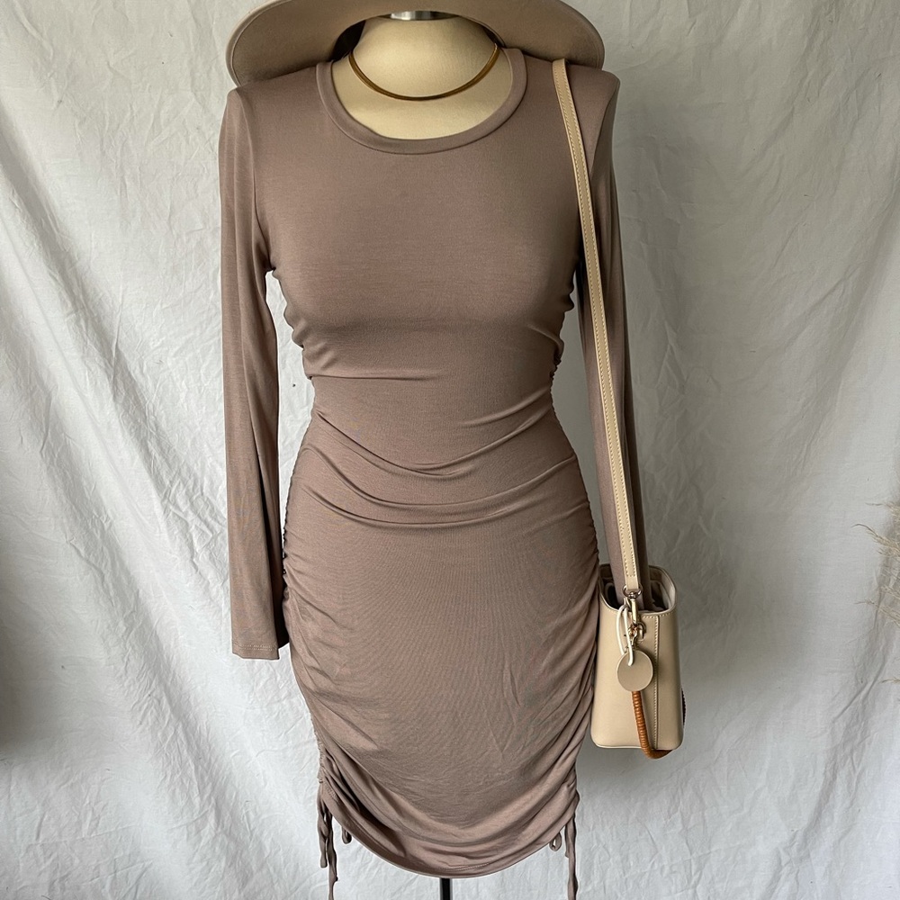 Taupe Midi Tie Dress
